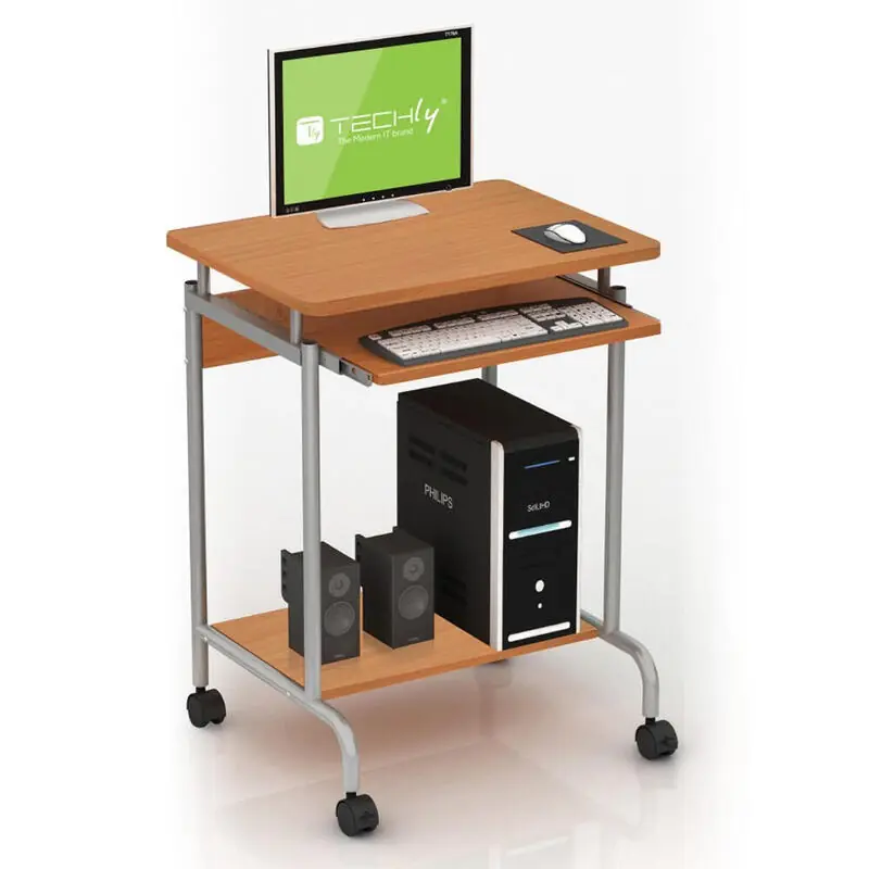 Techly Compact Computer Desk 600X450 With Sliding Keyboard Tray Beech/Silver Ordenar Ahora Mismo