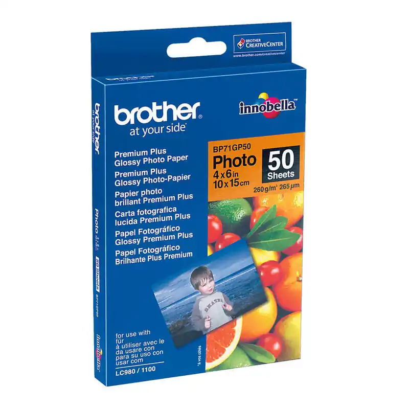 Papel Brother Foto Brillante Bp71Gp50 50 Hojas mfc5890cn mfc5895cw mfcj5910dw dcp6690cw mfc6490cw mfcj6510dw mfcj6520dw mfcj671 Premium