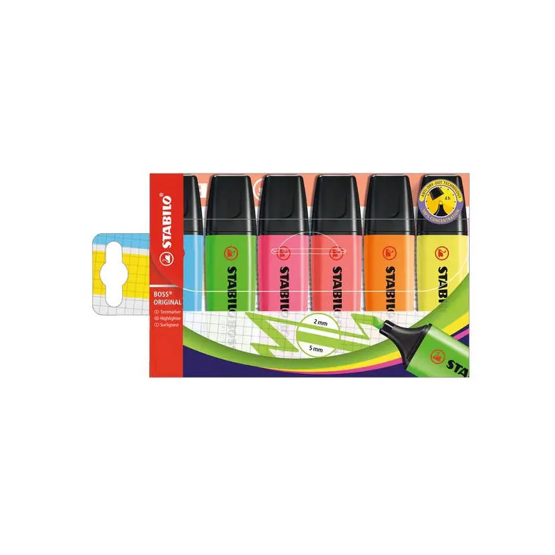 Stabilo Boss Estuche De Marcadores Fluorescentes Original - Estuche 6 Colores - Punta Biselada Últimas Unidades