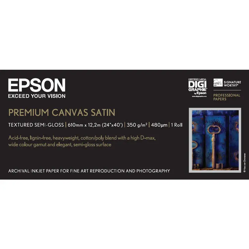 Tendencia Original Epson Papel Inkjet Canvas Premium Satinado 24Pulgadasx12,2m