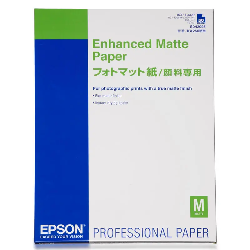 Original Epson Papel Inkjet Enhanced Matte a2 189gr 25 Hojas Spro/3800/4000/4400/4450/4800/4880/7400/7450/7800/7880/9000/10000/7 Devolución Gratuita