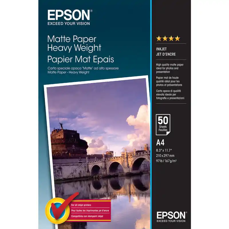 Directo De Fábrica Epson Papel Inkjet Mate a4 167gr 50 Hojas