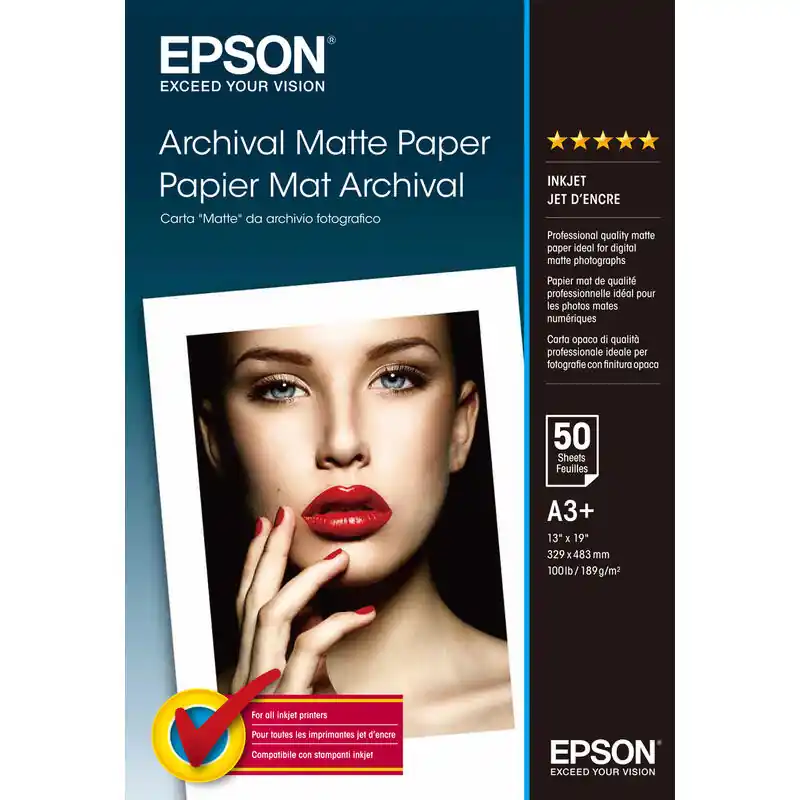 Epson Papel Inkjet Archival Matt a3+ 50 Hojas Pago Seguro