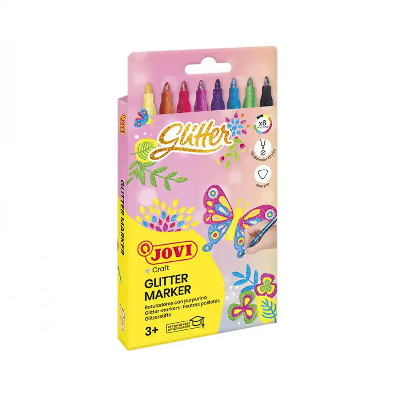 Económico Jovi Rotuladores Glitter 140mm Estuche De 8 C/Surtidos Brillantes