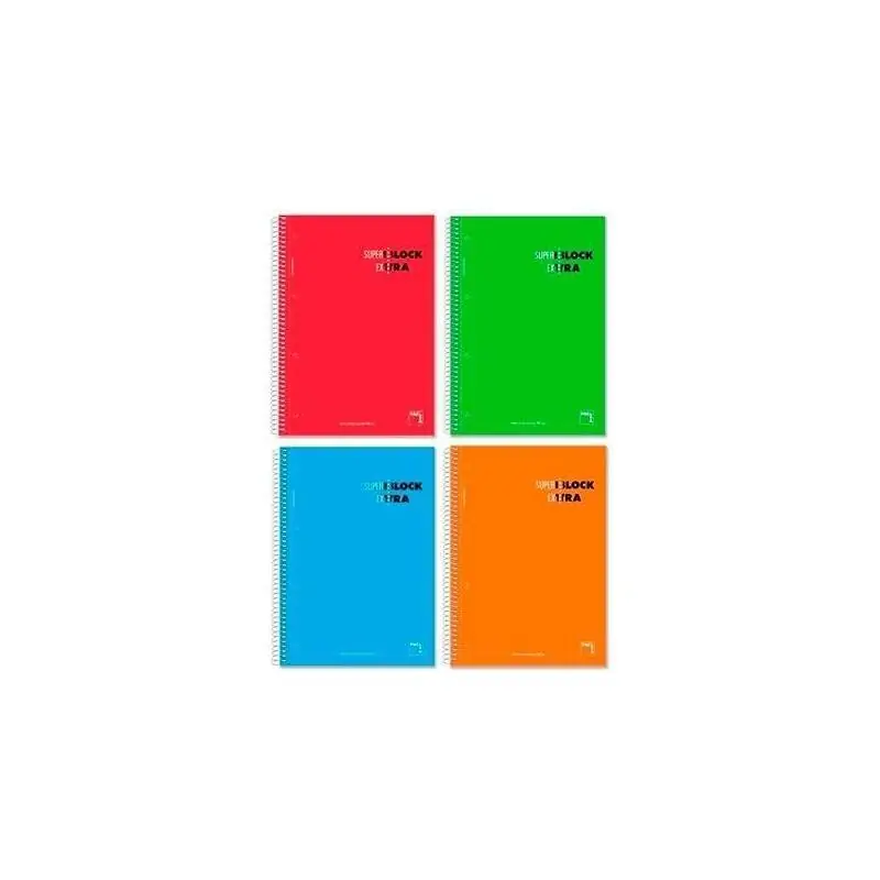 Popular Pacsa Cuaderno Superblock Extra 120 Hojas 5X5 + Greca Tapa Dura a4 Microperforado 90gr Colores Surtido -4u-