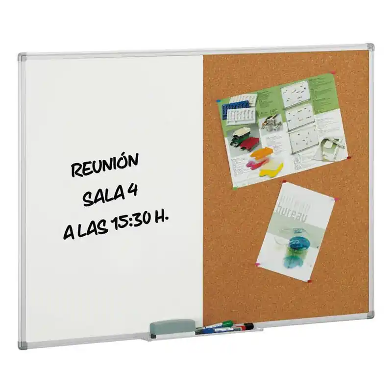 Directo De Fábrica Faibo Pizarra Doble Uso Corcho/Blanca Marco De Aluminio 600X900Mm