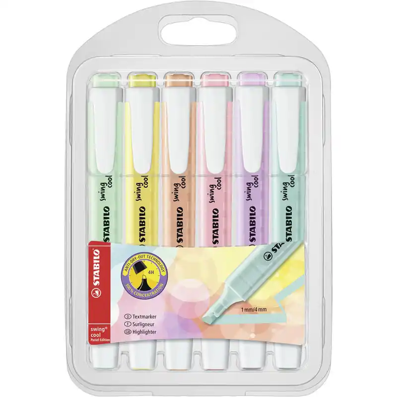 Stabilo Swing Cool Marcador Fluorescente Estuche 6 Colores Pastel Tendencia