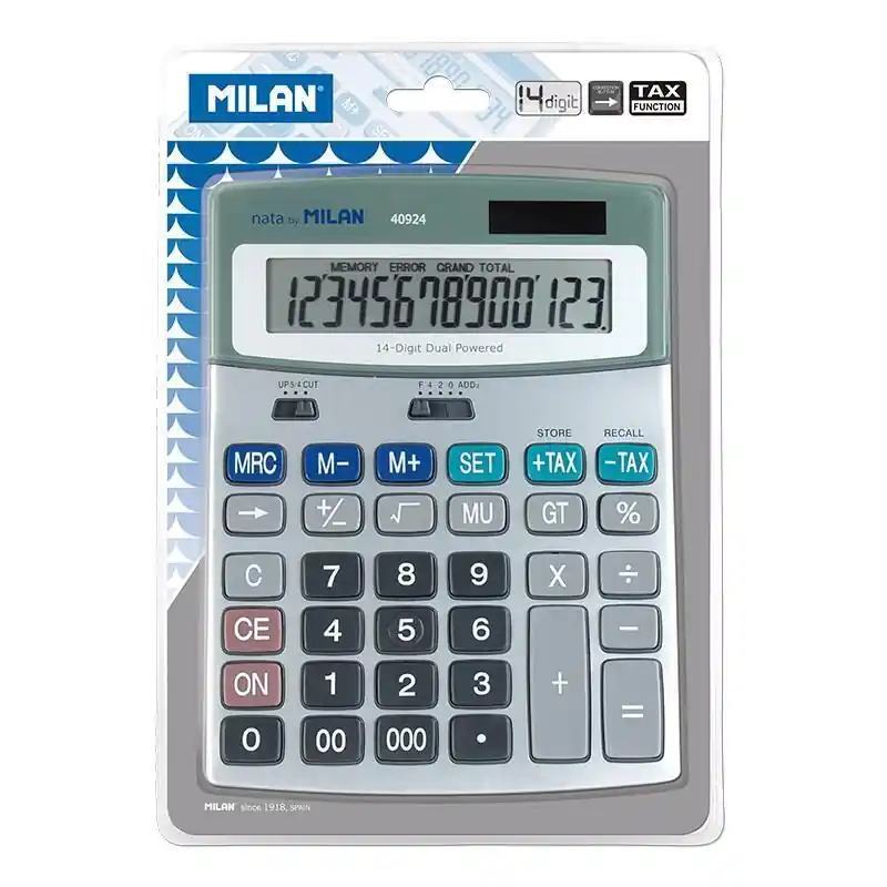 Oferta Especial Milan Calculadora Metálica 14 Digitos Dual Blister