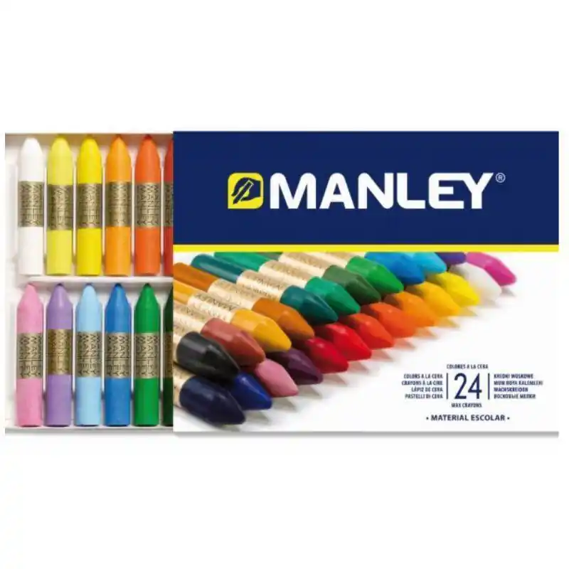 Manley Estuche De 24 Ceras 60mm Colores Surtidos Oferta Especial
