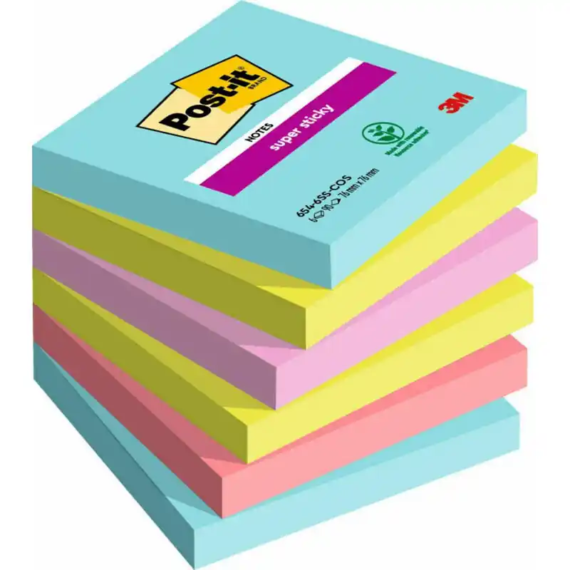 Post-It Notas Adhesivas Super Sticky 4 Colores Lugares Miami 76X76 6 Blocs Precio Económico