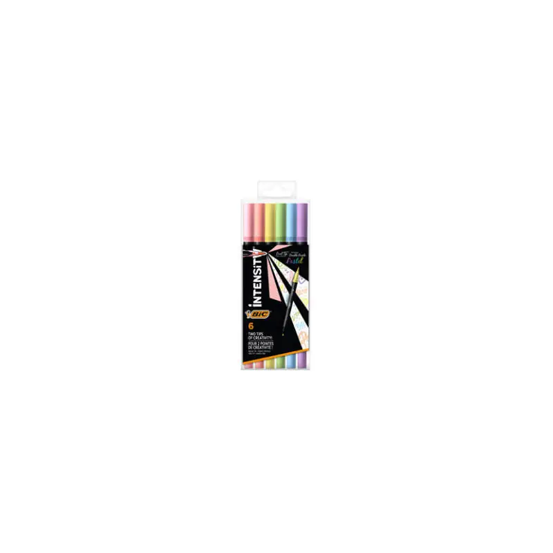 Bic Intensity Dual Tip Pastel Pack De 6 Rotuladores Doble Punta - Punta De Pincel + Punta Fina - Tinta Con Base De Agua - Colore Precio Bajo