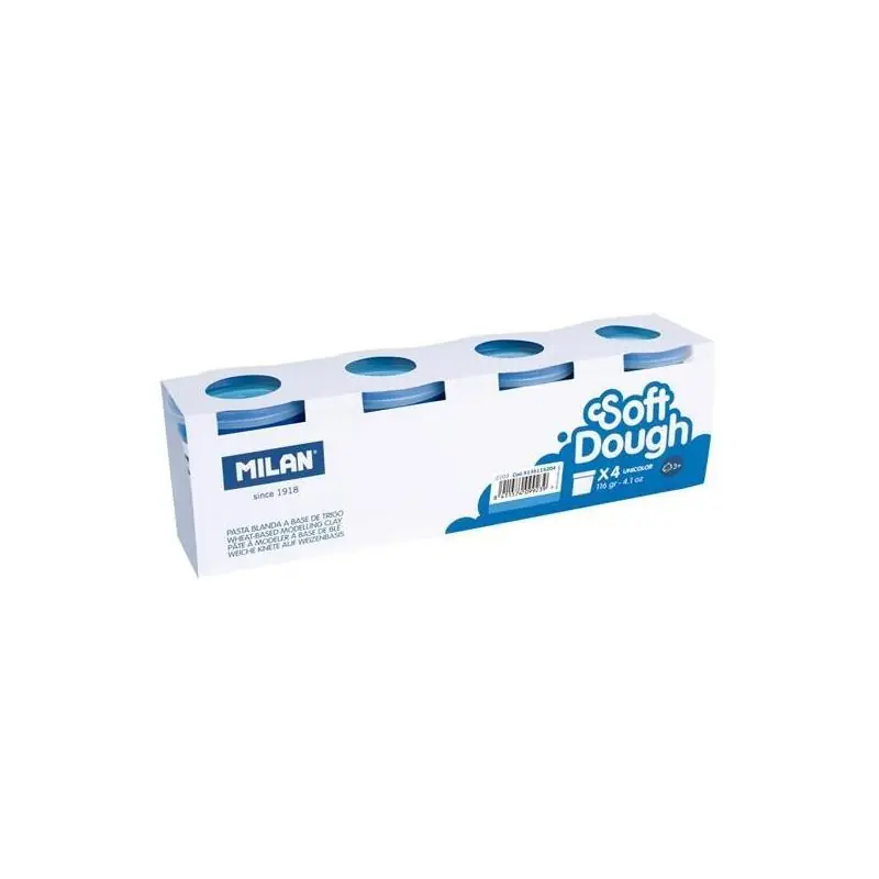 Novedad Milan Pasta Blanda Soft Dough Caja 4 Botes 116gr Azul