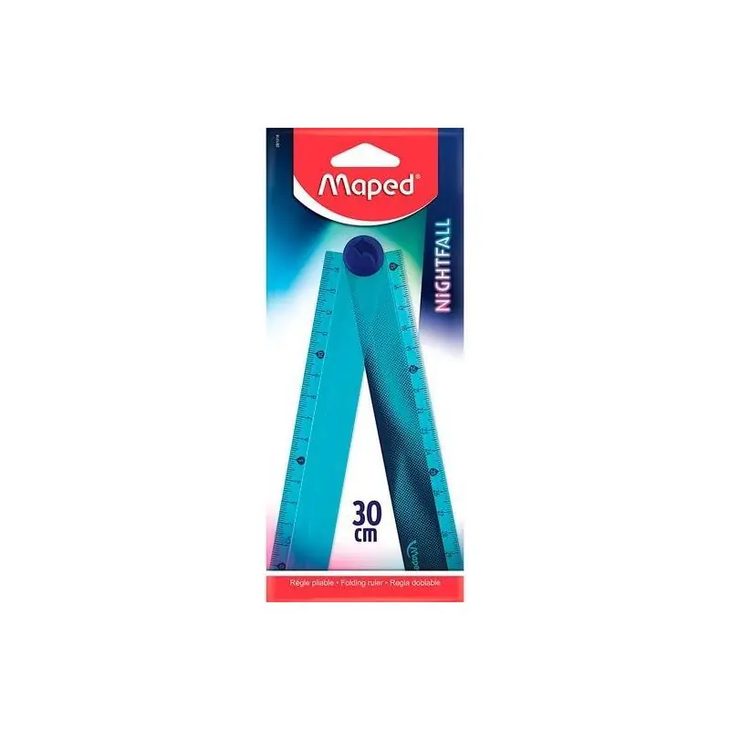 Marca Reconocida Maped Regla Plegable Nightfall 15/30 Cm Blister Azul