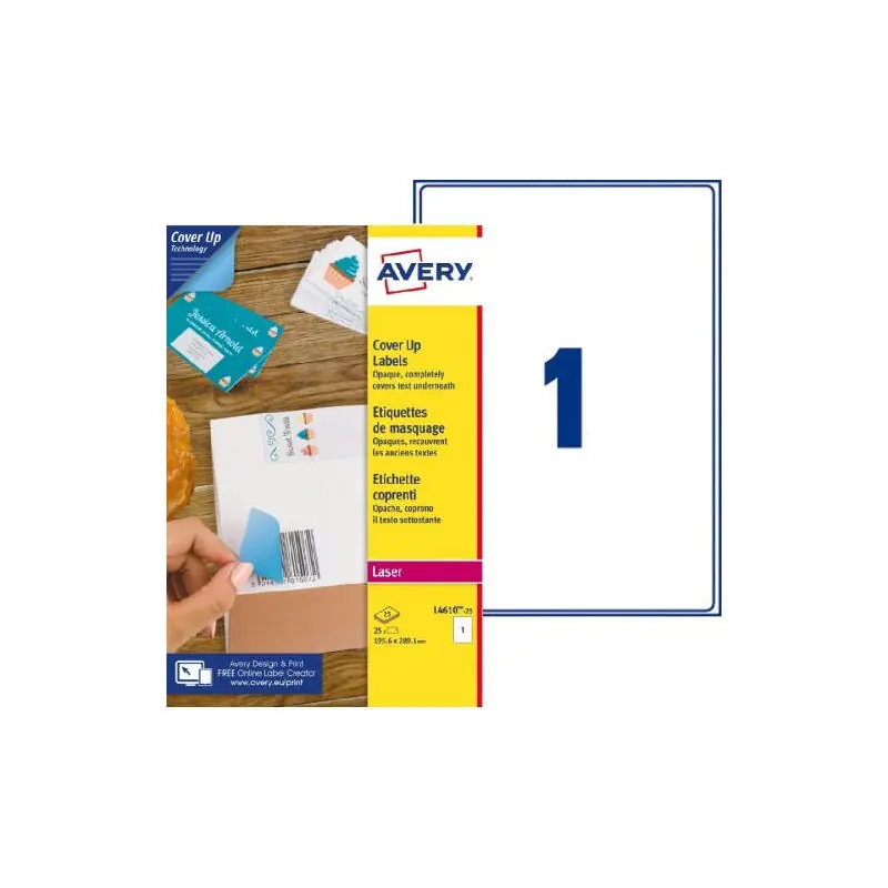 Avery Etiquetas Adhesivas Para Enmascaramiento 199,6X289,1mm Láser 1 X 25h Blanco Compra Ahora