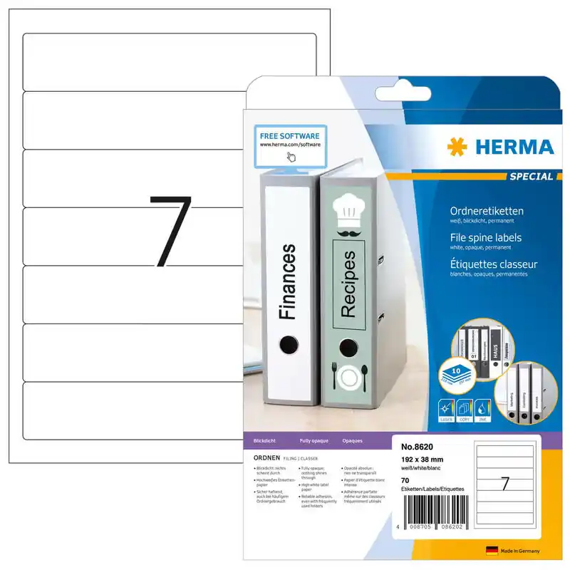 Envío Exprés Herma Carpeta Etiquetas a4 Blanco 192X38 Mm Papel Opaco 70 Uds.