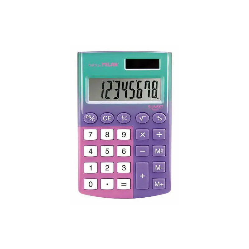 Milan Calculadora 8 Digitos Pocket Sunset Blíster Lila/Rosa Devolución Gratuita