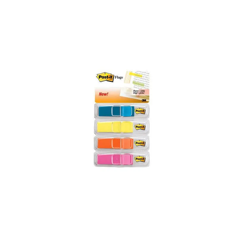 Solo Hoy Post-It Index Pequeños Verde, Azul,Naranja, Rosa Brillante / 12X43Mm / 3 Dispensadores X 35 + 1 Gratis