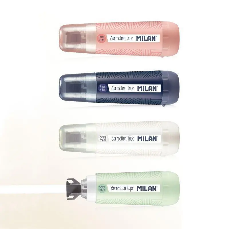 Milan 1918 Cubo Expositor De 40 Cintas Correctoras Cilindrias - Medidas 5X6M - Rotacion De Punta 360º - Colores Surtidos Oferta De Temporada