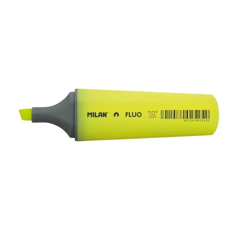 Promoción Exclusiva Pack De 12 Unidades Milan Marcador Fluorescente - Punta Biselada 1 - 4.8mm - Color Amarillo