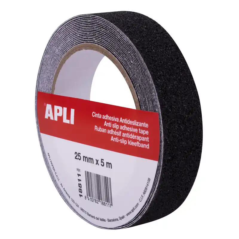 Oferta Flash Apli Cinta Antideslizante 25mm X 5m - Resistente Al Agua Y Al Desgaste - Facil De Cortar Y Aplicar - Negro