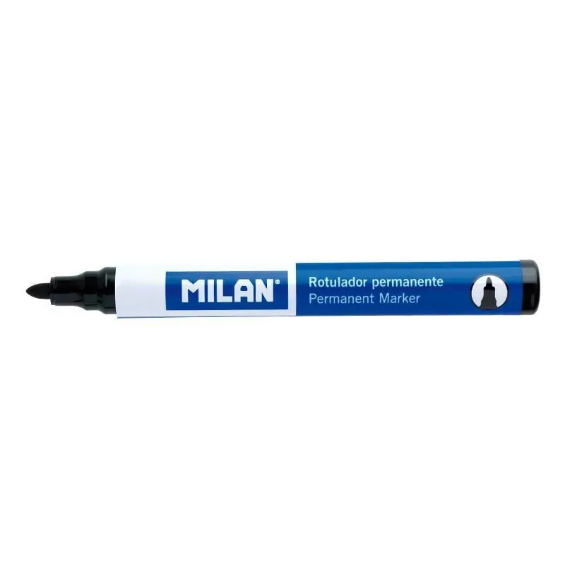 Original Pack De 12 Unidades Milan Rotuladores Permanentes Con Punta Redonda - Punta 4 Mm - Tinta A Base De Alcohol - Color Negro