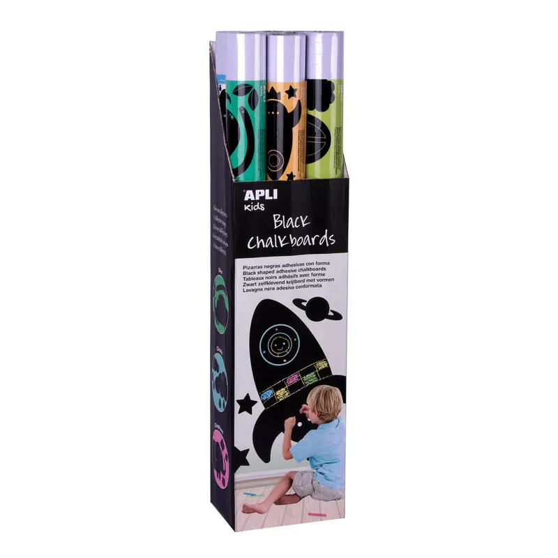 Original Apli Expositor Pizarras Negras Y Adhesivas Con Formas De Animales - Medida 100X60Cm - 6 Modelos Diferentes - Adhesivo Removible