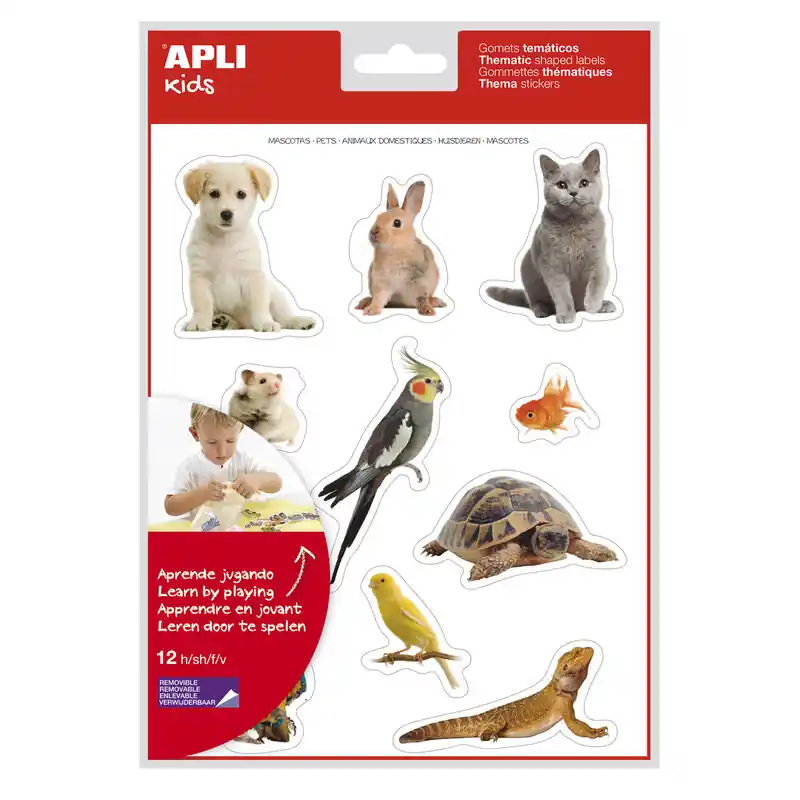 Compra Hoy Pack De 5 Unidades Apli Gomets Tematicos Realistas De Mascotas - 132 Gomets En 12 Hojas - Adhesivo Removible - Ideal Para Desarr