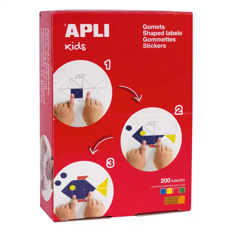 Última Versión Apli Gomets Estrella Adhesivo Permanente - 12mm, 16mm Y 20mm - 7000 Gomets Por Caja - Ideal Para Escuelas Y Talleres Infantiles