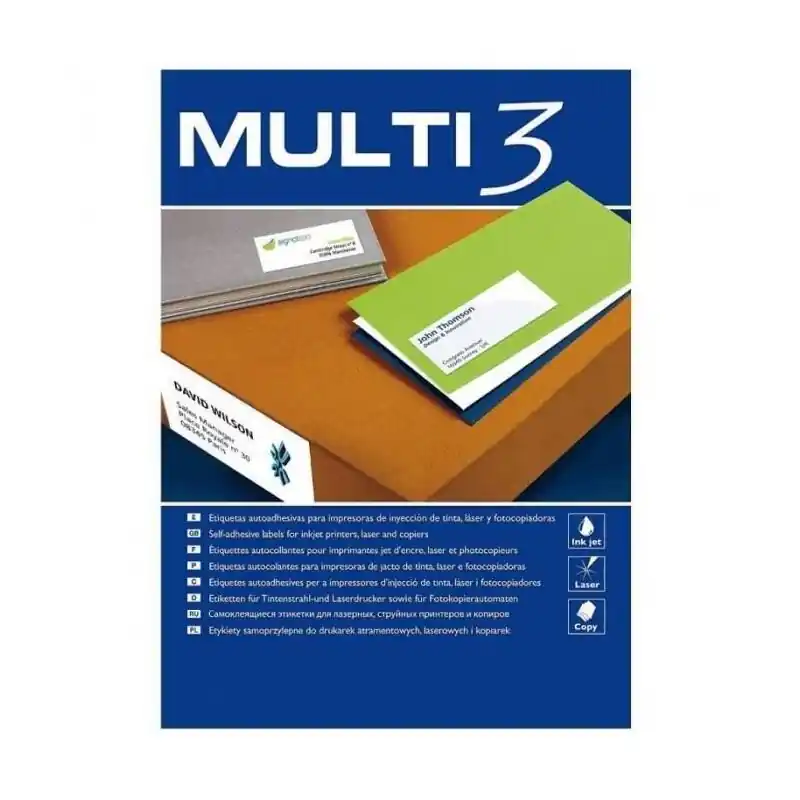 Multi-3 Etiquetas Adhesivas 105X57Mm Inkjet/Láser C/Rectos 10 X 100h Blanco Compra Ahora