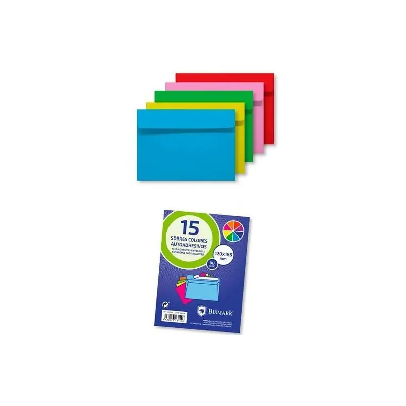 Mejor Precio Bismark Sobre De Papel Autoadhesivo 90gr 120X165Mm Colores 15 Sobres Surtidos