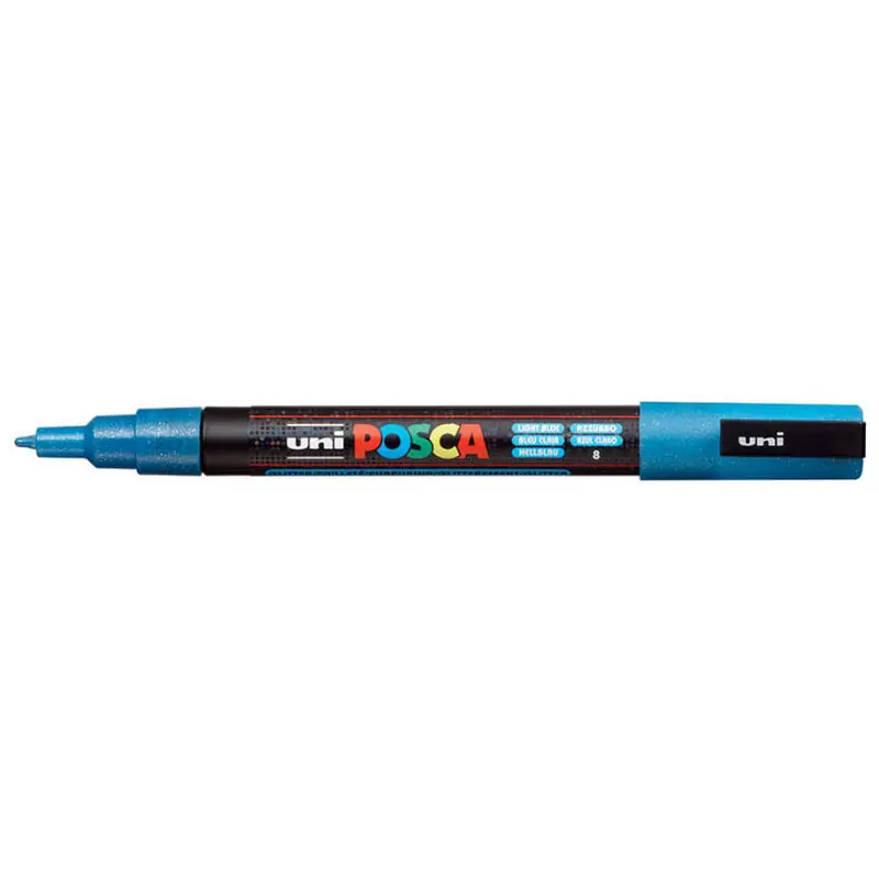 Posca Marcador Pc-3ml Punta Cónica 0,9 - 1,3 Mm Azul Claro Purpurina Mejor Calidad