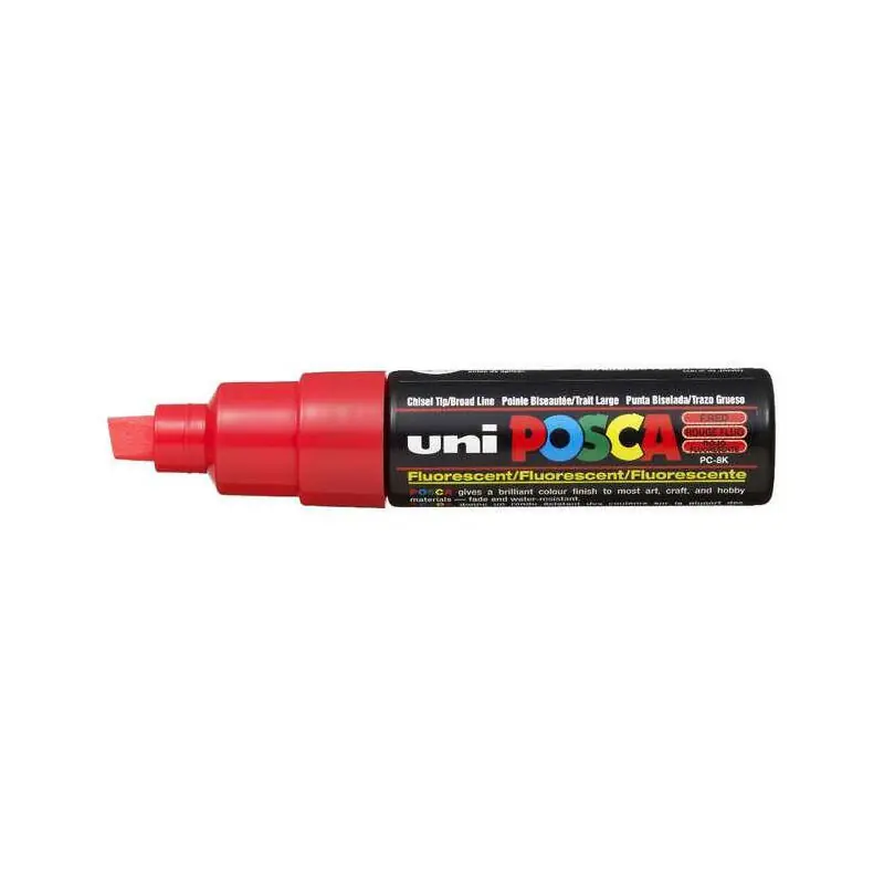 Posca Marcador Pc-8k No Permanente Punta Biselada 8.0mm Rojo Fluor Compra Ahora