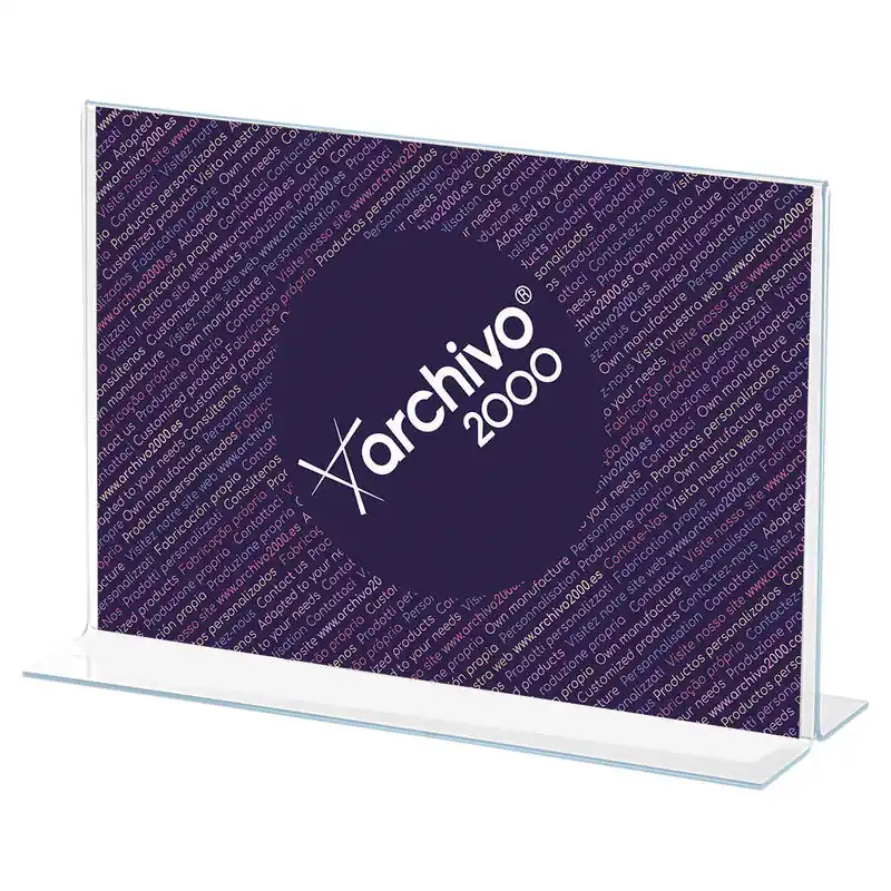 Archivo 2000 Expositor Sobremesa En Forma De T Din a4 Horizontal 85X300X215 Mm Cristal Transparente Marca Reconocida