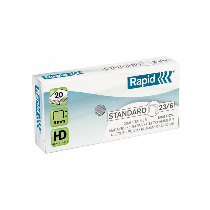 Rapid Grapas Estándar 23/6 Galvanizadas -Caja De 1000- Lujoso