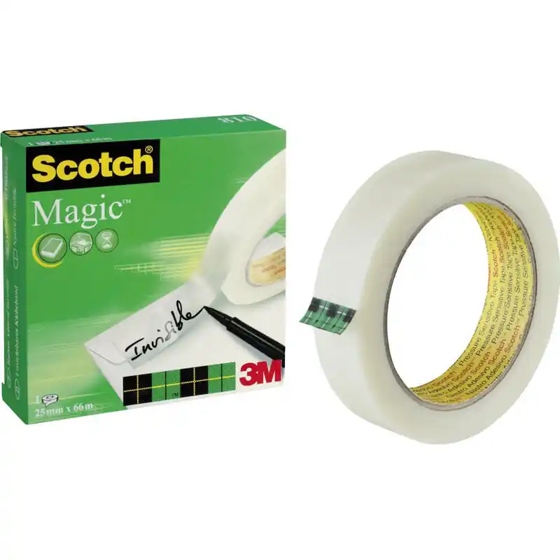 Popular Scotch Cinta Adhesiva Invisible Magic Rollo 25mm X 66m Caja Individual