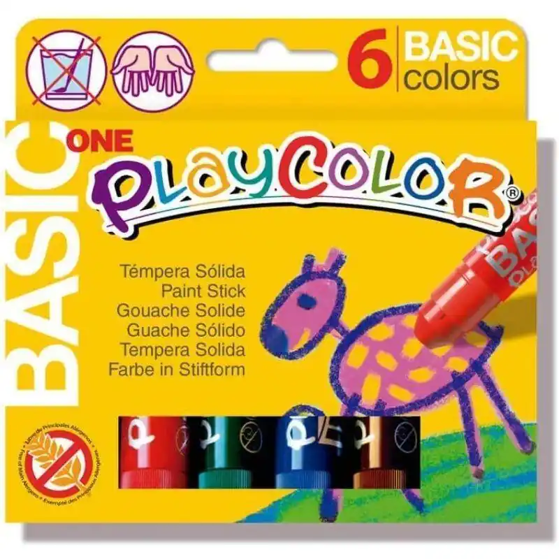 Comprar En Línea Playcolor Témperas Sólidas Basic One Barra Estuche De 6 C/Surtidos
