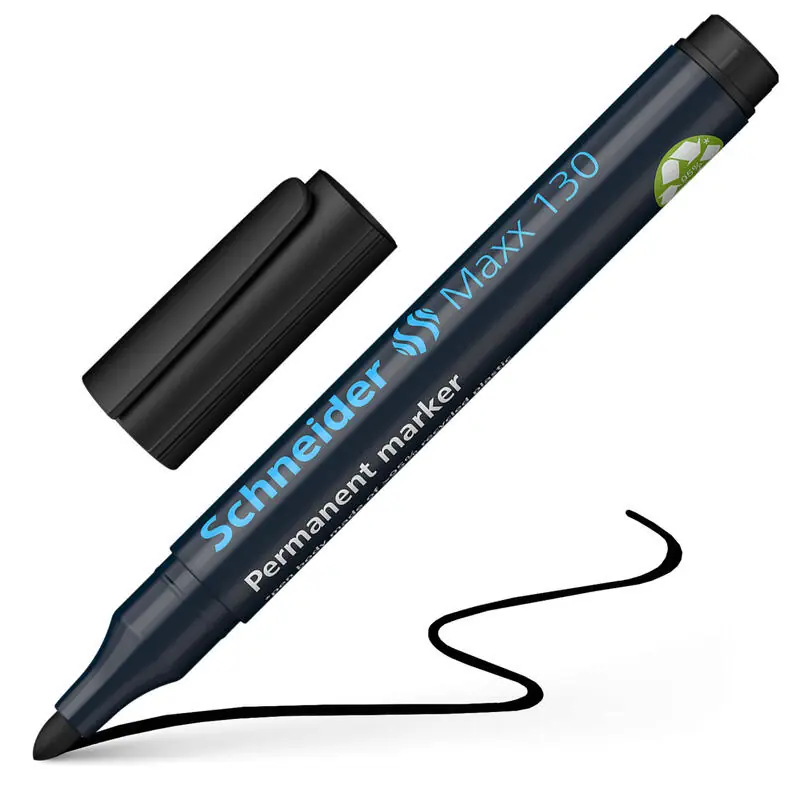 Schneider Marcador Permanente Maxx 130 Recargable Punta Redonda Negro -10u- Última Versión
