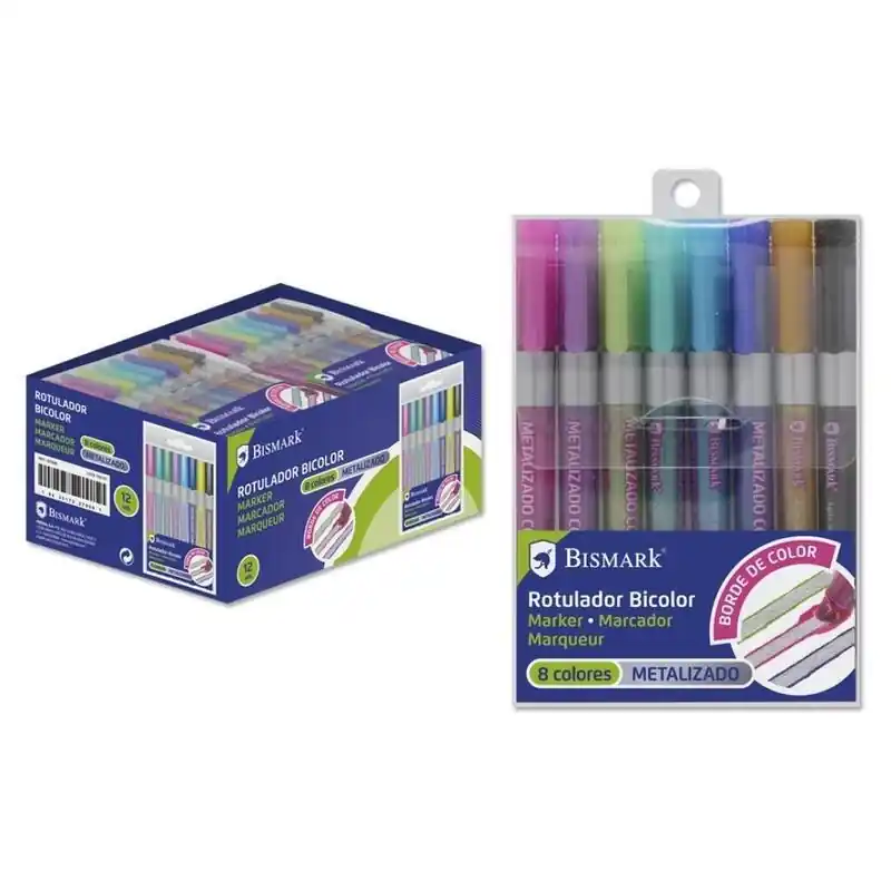 Artesanal Bismark Rotulador Bicolor Metal + Neon Pastel 8 Colores Blister