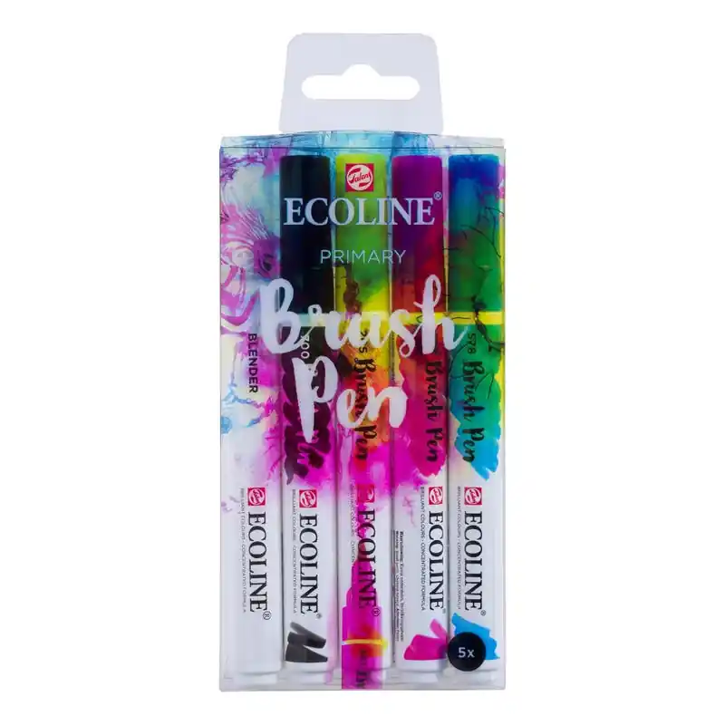 Garantía Incluida Talens Ecoline Set 5 Rotuladores Brush Pen Primario Punta Pincel Colores Surtidos