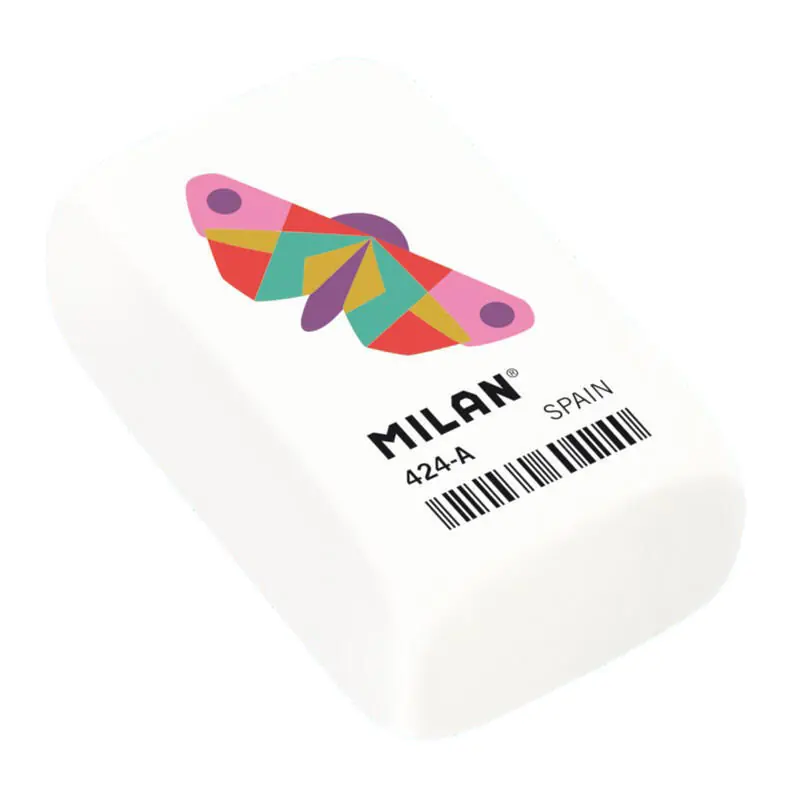 Promoción Pack De 24 Unidades Milan 424a Goma De Borrar Rectangular - Miga De Pan - Caucho Sintetico - Color Blanco - Dibujos Geometricos
