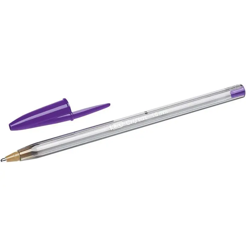 Pack De 20 Unidades Bic Cristal Fun Boligrafo De Bola - Punta Gruesa De 1.6mm - Tinta Con Base De Aceite - Color Morado Hecho A Mano