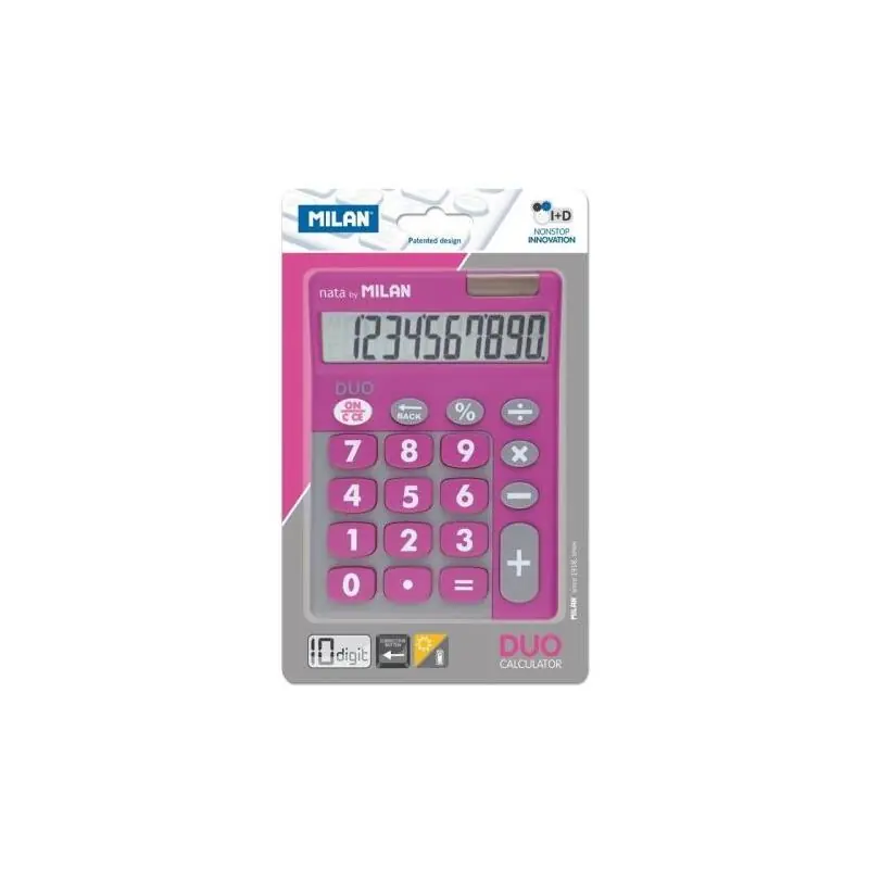 Milan Calculadora Touch Duo 10 Digitos Dual Blister Rosa Solo Por Tiempo Limitado
