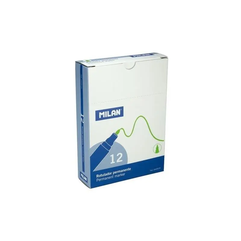 Nuevo Modelo Milan Rotuladores Permanentes Color Verde.Punta Redonda 4 Mm. Cajas De 12 Unidades.