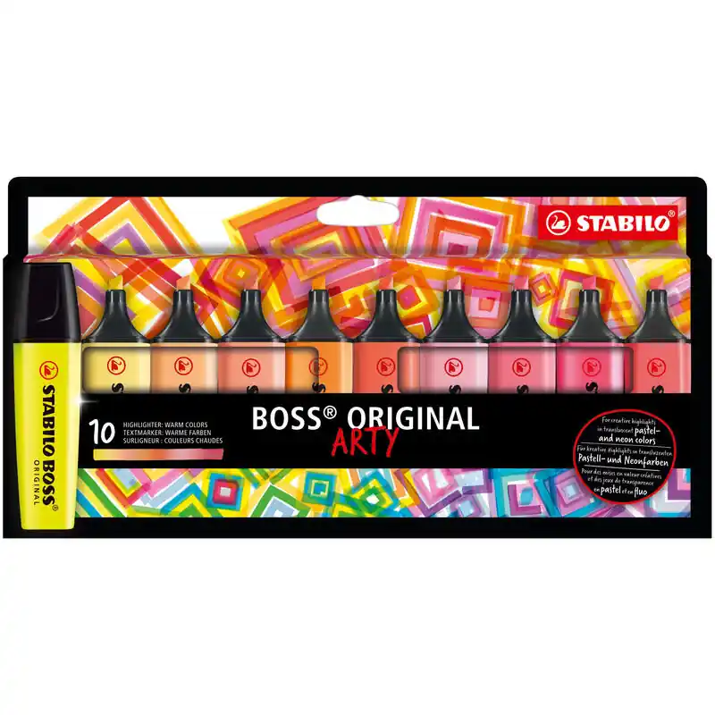 Stabilo Estuche 10 Marcadores Fluorescentes Arty Boss Original C/Surtidos Cálidos Compra Hoy