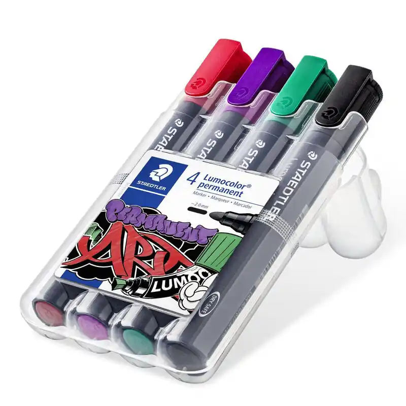 No Te Lo Pierdas Staedtler Lumocolor 352 Pack De 4 Marcadores Permanentes - Secado Rapido - Colores Surtidos