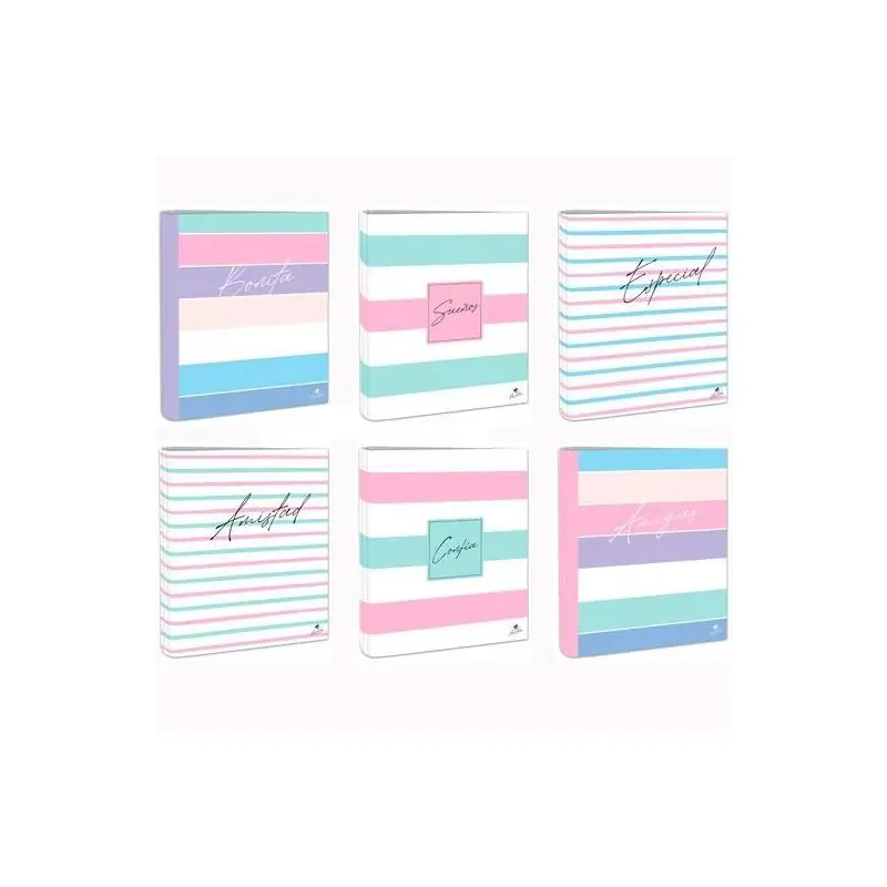 Mariola Carpeta 4 Anillas Mixtas 40mm Cartón Forrado Plastificado Diseños Surtidos Moderno