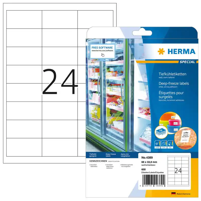 Últimas Unidades Herma Deep Freeze Labels 66X33,8 25 Sheets Din a4 600 Pcs. 4389 Etiquetas