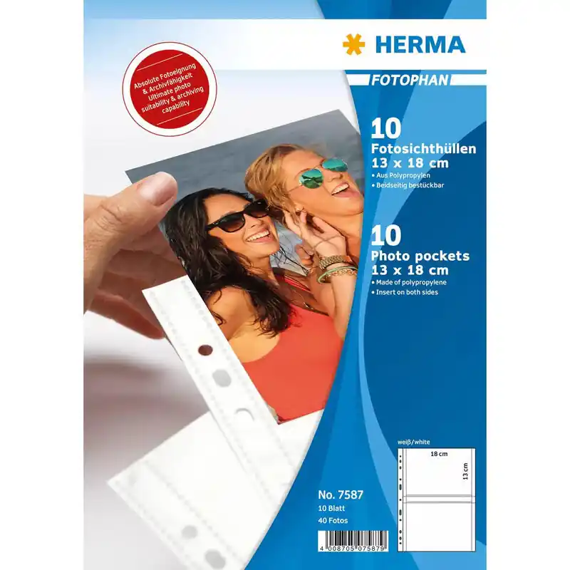Liquidación Herma Fotophan 13X18 10 Sheets White 7587 Funda Para Archivar