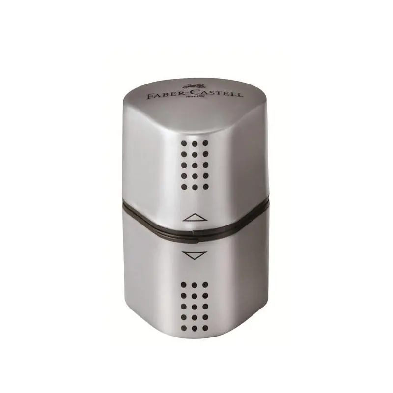 Máxima Calidad Faber Castell Afilalápices Trío Grip 2001 3 En 1 Plateado Metálico