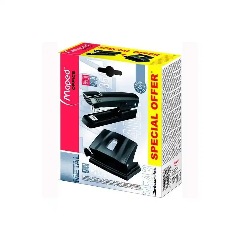 Precio De Fábrica Maped Kit Essential Metal Grapadora 25h + Perforadora De 2 Agujeros 35h Negro